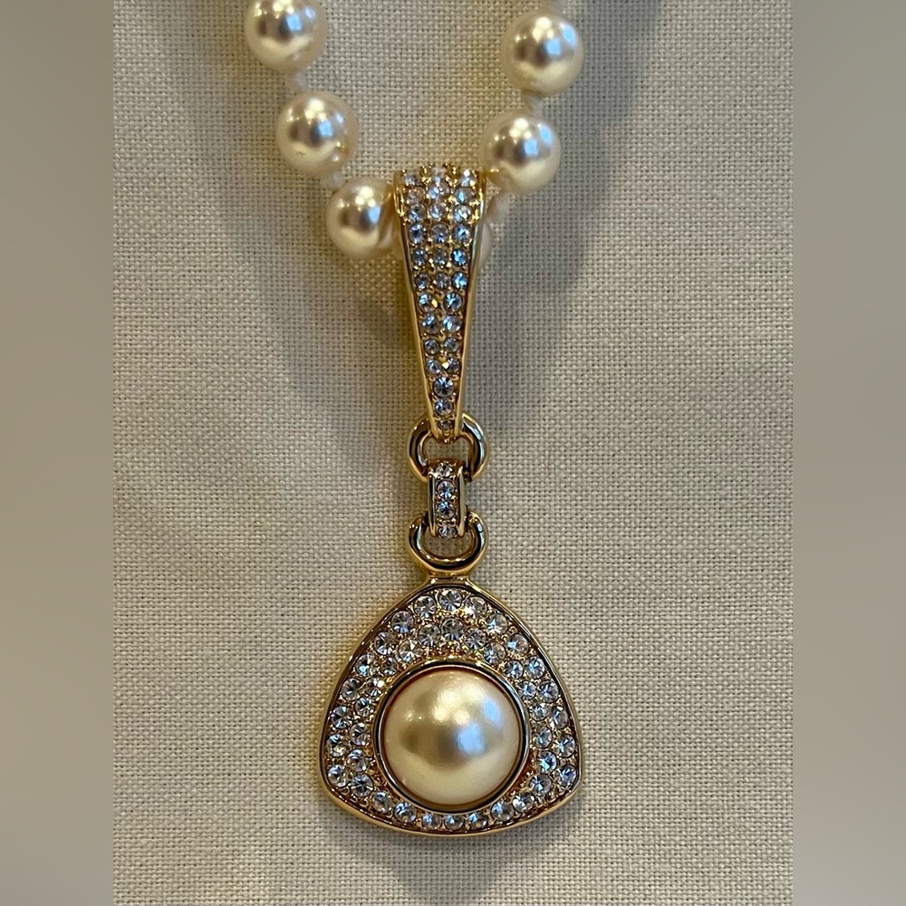 Vintage, Signed S.A.L. Swarovski Pearl & Crystal Pendant Necklace, NWT - Picture 15 of 16